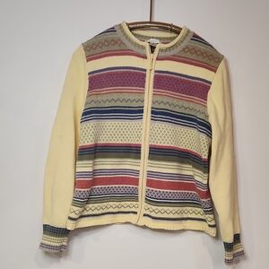 VTG 90s Y2K Christopher & Banks Geometric Full Zip Cardigan Sweater